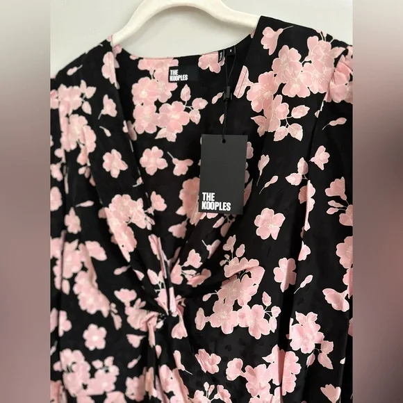THE KOOPLES Garden Of Eden Mini Dress Size 3 Floral Print Flower V-Neck NEW NWT - Picture 5 of 10